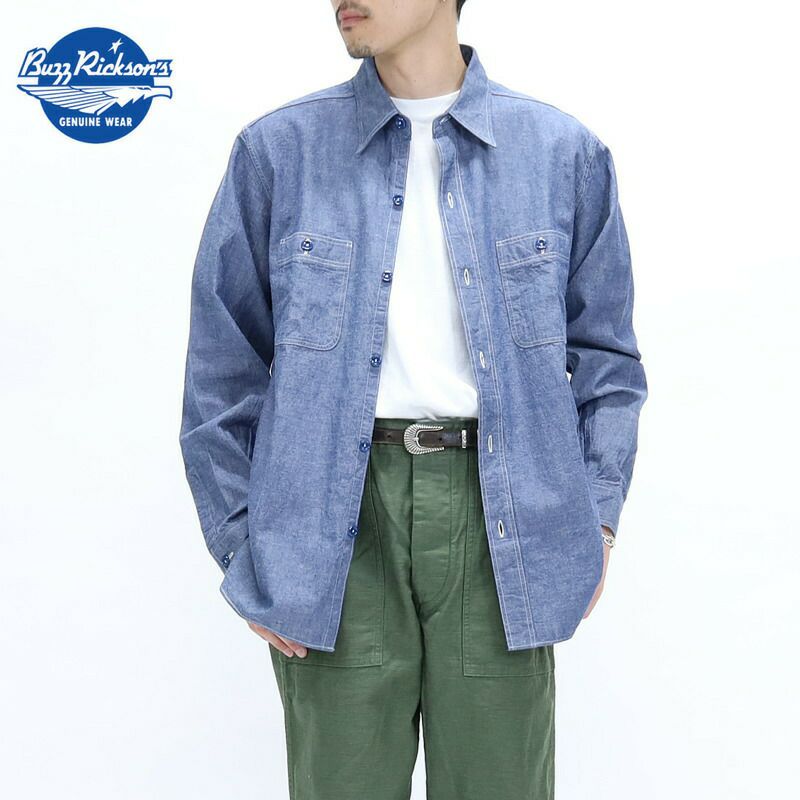 バズリクソンズ BUZZ RICKSONS/ブルーシャンブレーワークシャツ BLUE バズリクソンズ BUZZ RICKSONS/ブルーシャンブレーワークシャツ BLUE
