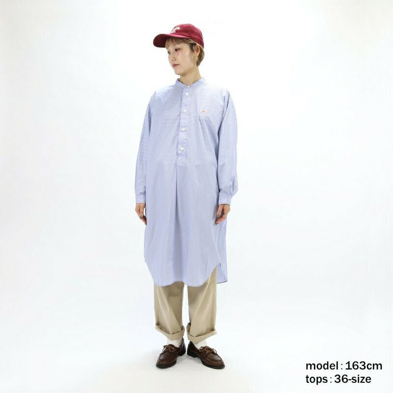 ダントン DANTON/コットンポプリン バンドカラーチュニック ストライプ