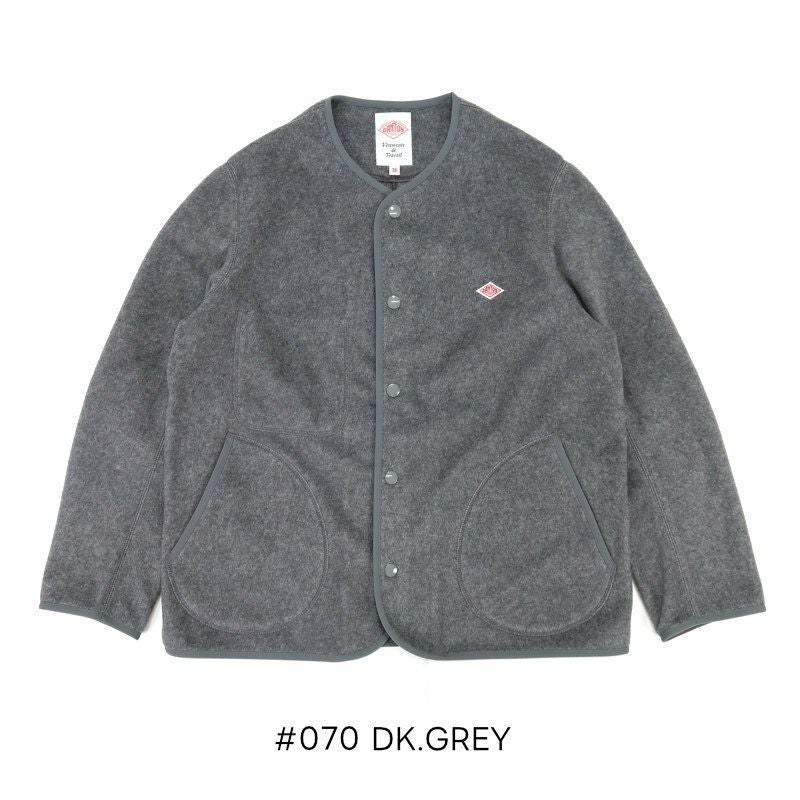 DANTON フリース チャコールグレー DANTON ダントン ハイパイルフリース Vネック ジャケット｜BORN FREE