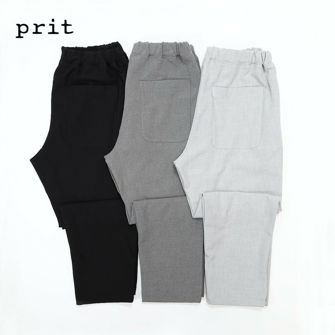 プリット prit/30/2ツイルストレッチ 裏起毛テーパードイージーパンツ