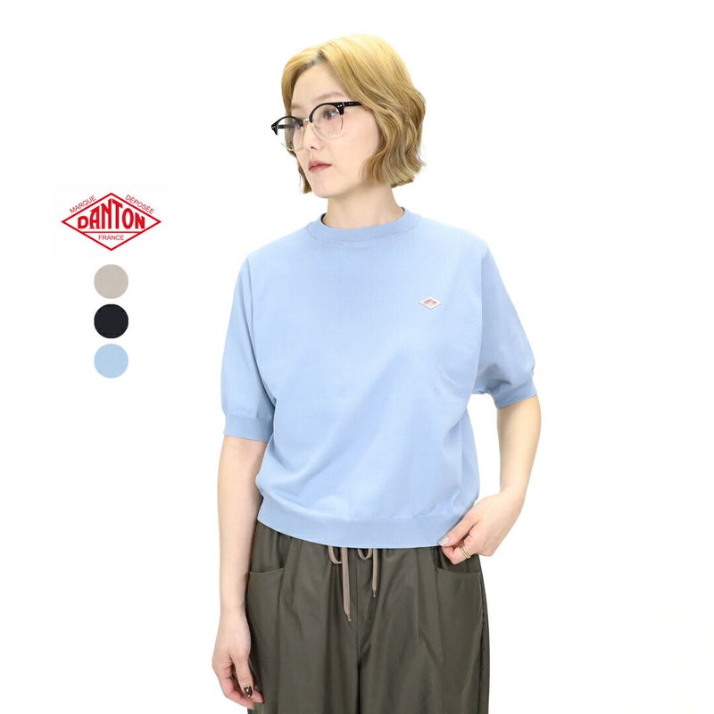 Ra9/ダントンDANTON/カットソー/ハーフスリーブクルーネックニット/DT-D0135YSD/レディース【正規取扱】