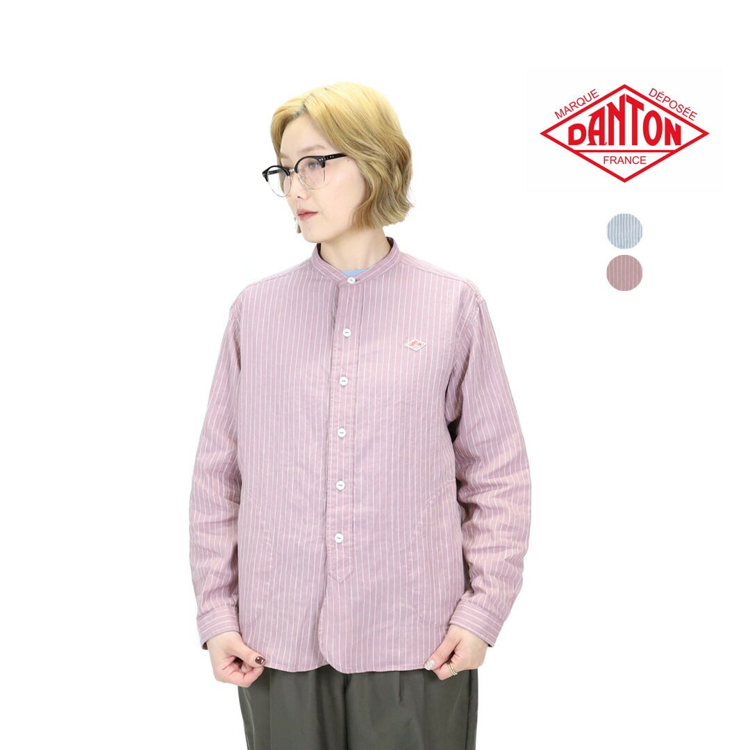 ダントン DANTON/リネン ストライプ バンドカラーシャツ DT-B0279 LCT