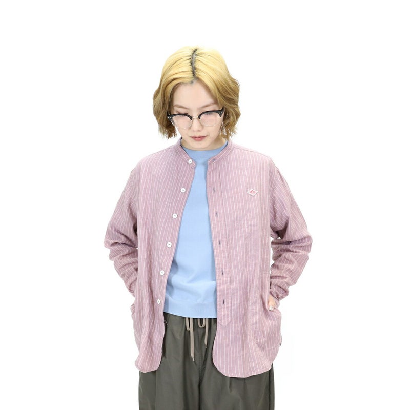 Ra9/ダントンDANTON/シャツ/リネンストライプバンドカラーシャツ/DT-B0279LCT/レディース【正規取扱】