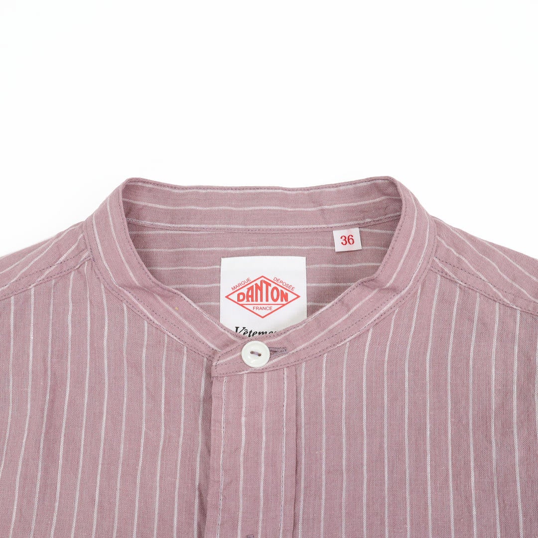 ダントン DANTON/リネン ストライプ バンドカラーシャツ DT-B0279 LCT