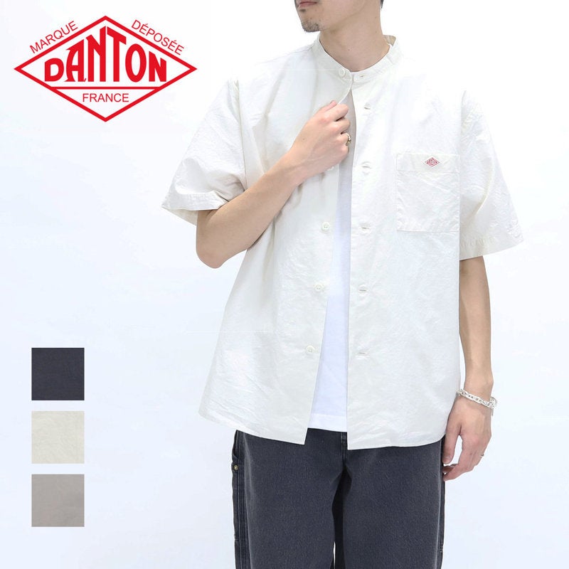 ダントン DANTON/コットンリネン ソリッド バンドカラーシャツ JD-3788
