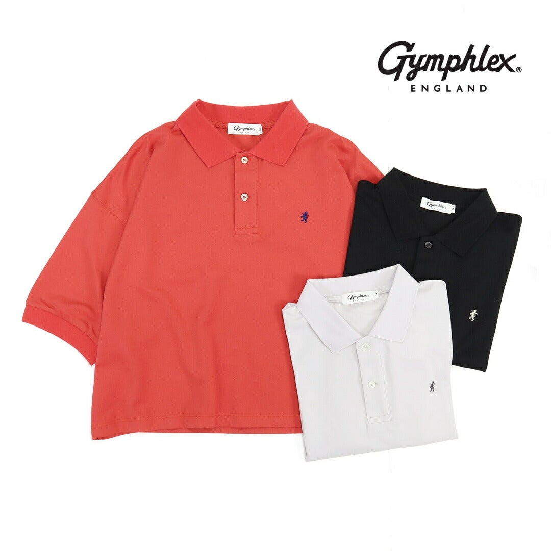 ジムフレックス　Gymphlex ポリエステル鹿の子 ポロシャツ　サックス メンズ】Gymphlex(ジムフレックス)ハイゲージ鹿の子 ワイドシルエット
