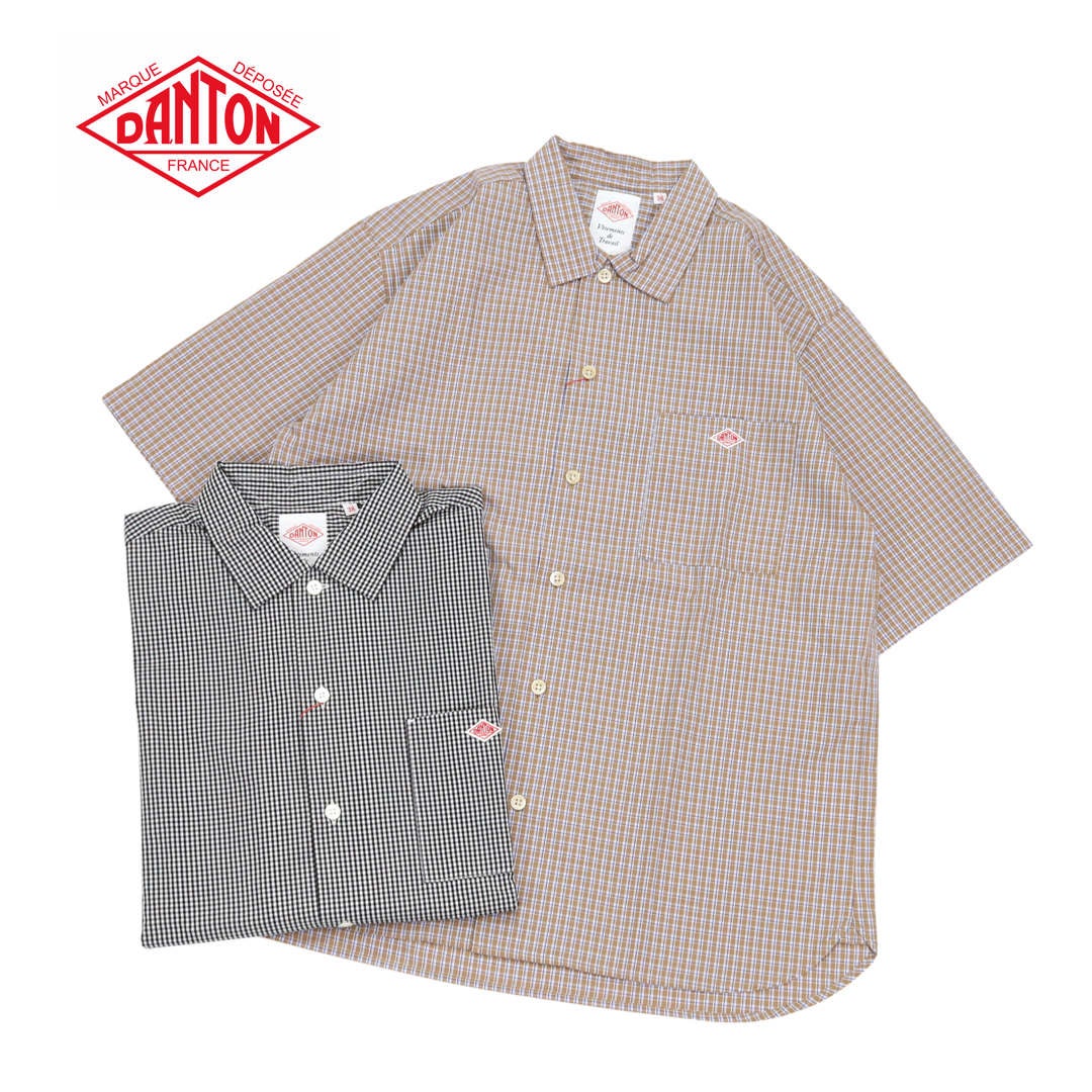 新品タグ付き＊DANTON コットンポプリンレギュラーシャツ 34 グレー DANTON ダントン コットンポプリン バンドカラー シャツ dt-b0341rpl