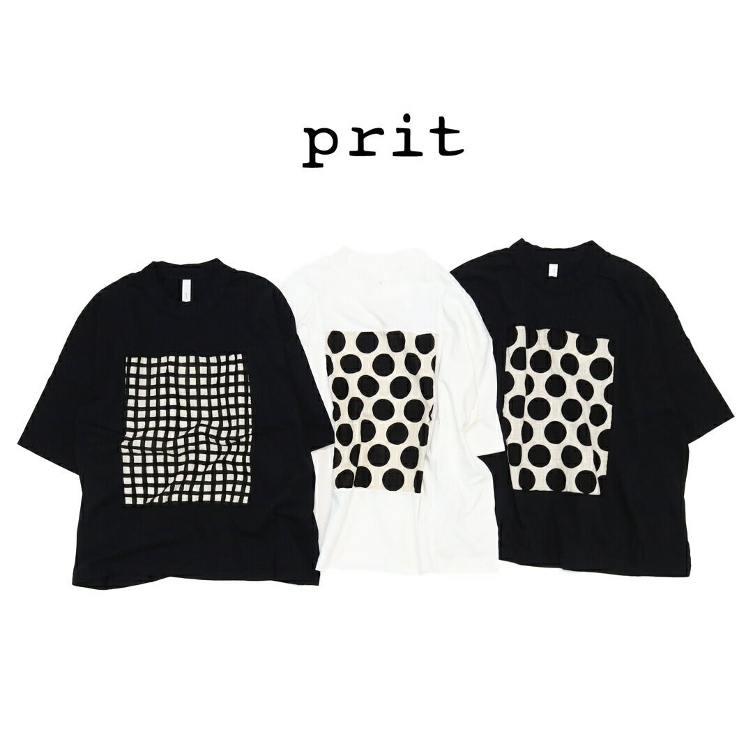 Ya2/プリットprit/カットソー/17/1空紡天竺×10/1ムラ糸プリント5分袖フレームＴシャツ/P91638/レディース【正規取扱】