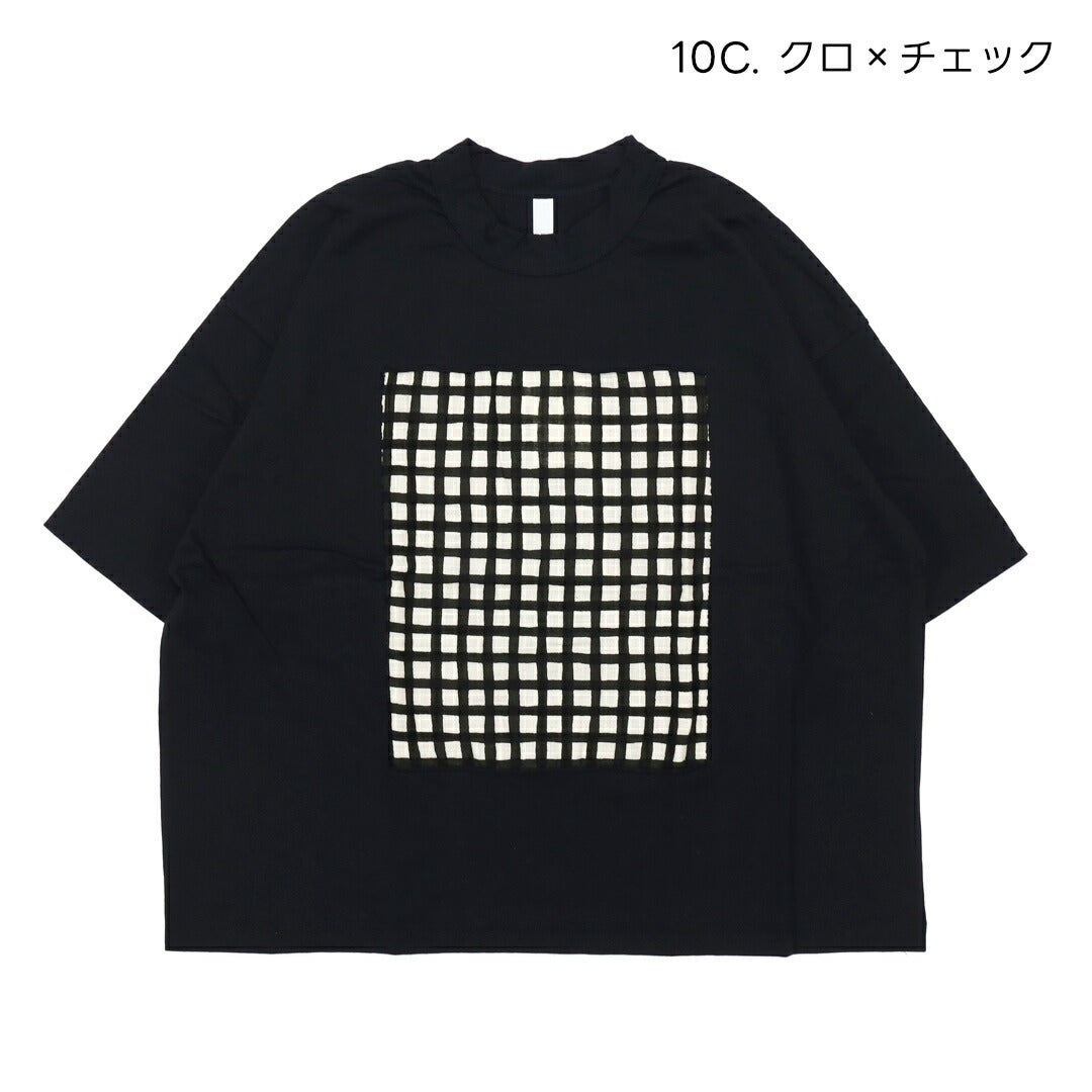 Ya2/プリットprit/カットソー/17/1空紡天竺×10/1ムラ糸プリント5分袖フレームＴシャツ/P91638/レディース【正規取扱】