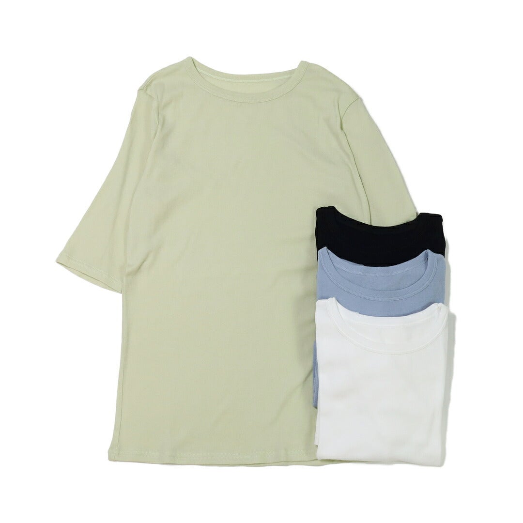 Ya2/ヌーヴェルドゥパラディNOUVELLESDUPARADIS/Tシャツカットソー/6分袖ソフトフライスクルーネックTシャツ/PC26107/レディース【正規取扱】