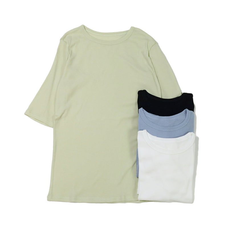 Ya2/ヌーヴェルドゥパラディNOUVELLESDUPARADIS/Tシャツカットソー/6分袖ソフトフライスクルーネックTシャツ/PC26107/レディース【正規取扱】