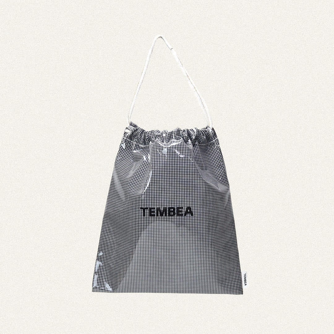 TEMBEA ／テンベア　ギンガムチェック ／ブラック巾着バッグ テンベア TEMBEA/巾着 ショルダーバッグ/ギンガム スモール チェック柄
