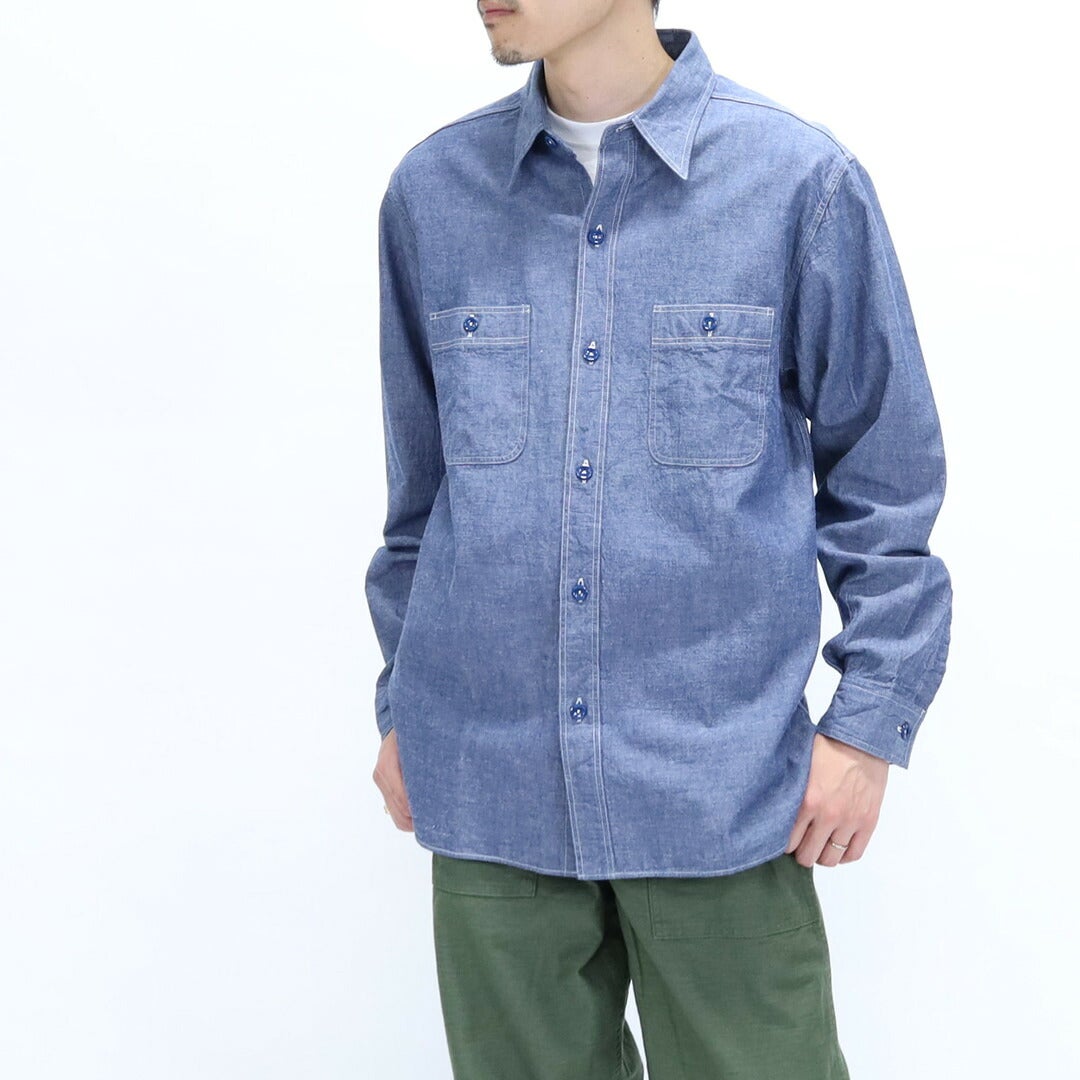 メンズ/BUZZRICKSONS【バズリクソンズ】BR25995ブルーシャンブレーワークシャツBLUECHAMBRAYWORKSHIRTS【正規取扱】2023春夏