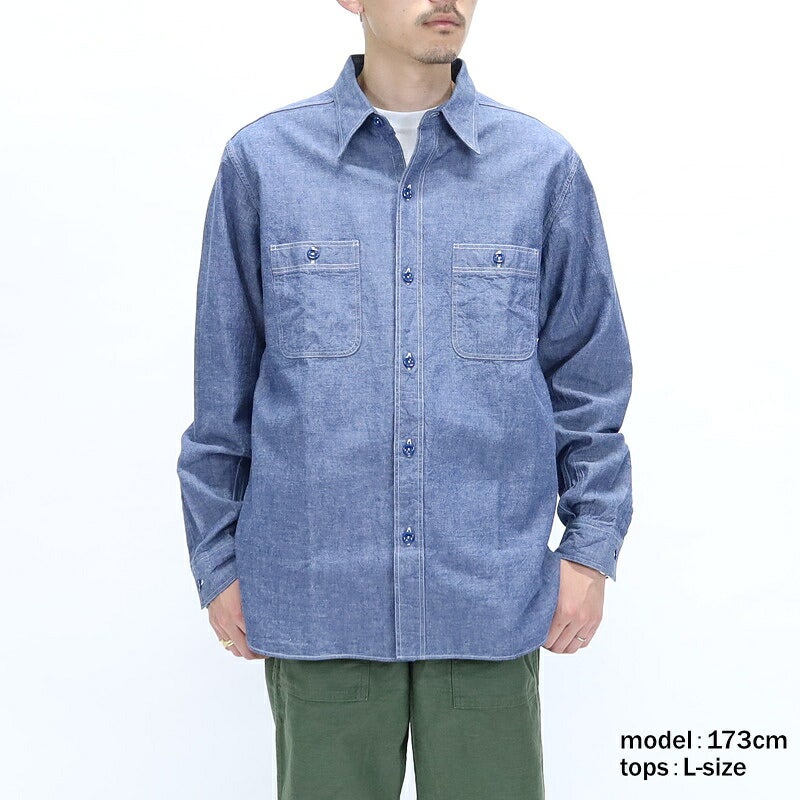 Ya2/【期間限定ポイント】バズリクソンズBUZZRICKSONS/シャツ/ブルーシャンブレーワークシャツBLUECHAMBRAYWORKSHIRTS/BR25995/メンズ【正規取扱】