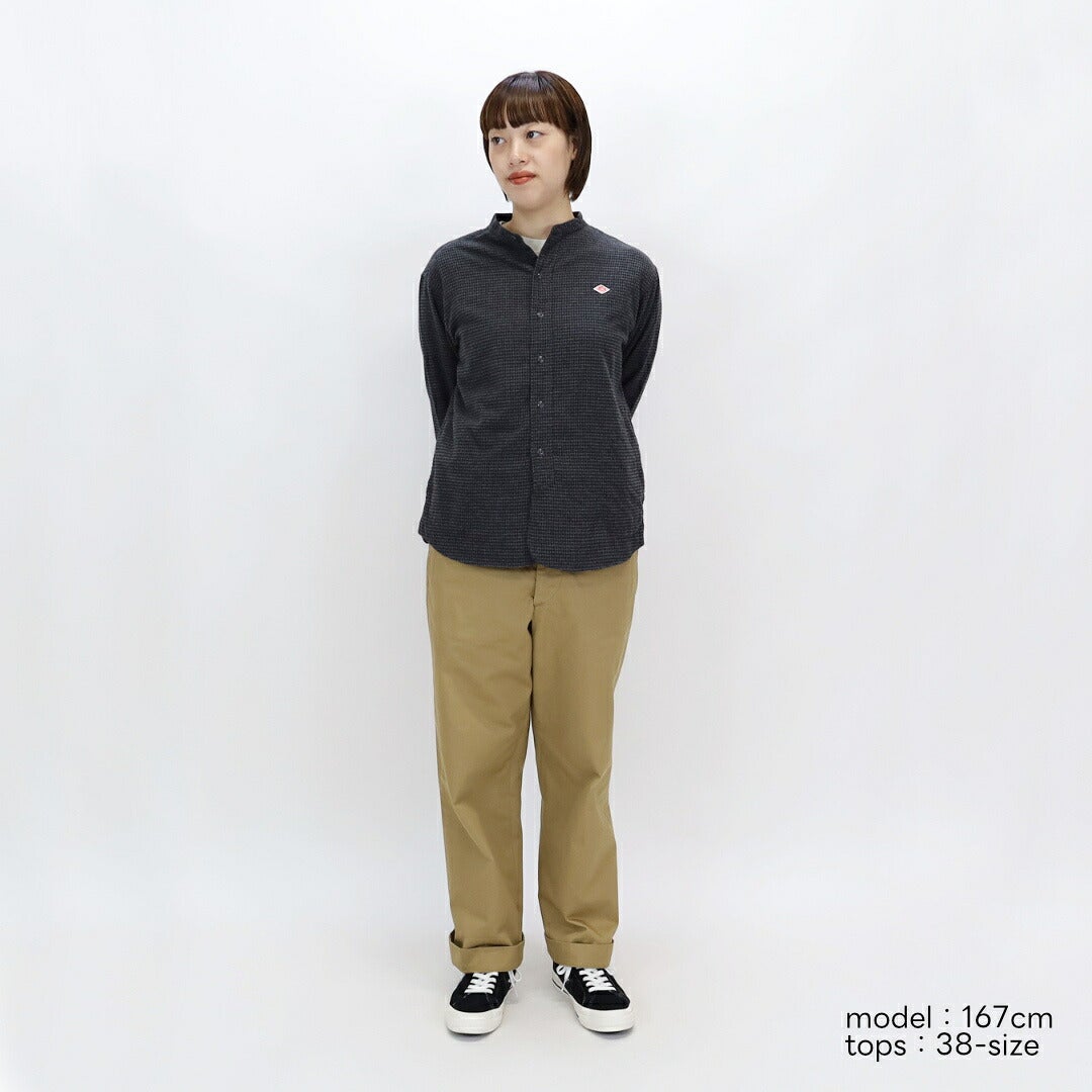 ダントン DANTON/コットン フランネル バンドカラー チェック シャツ